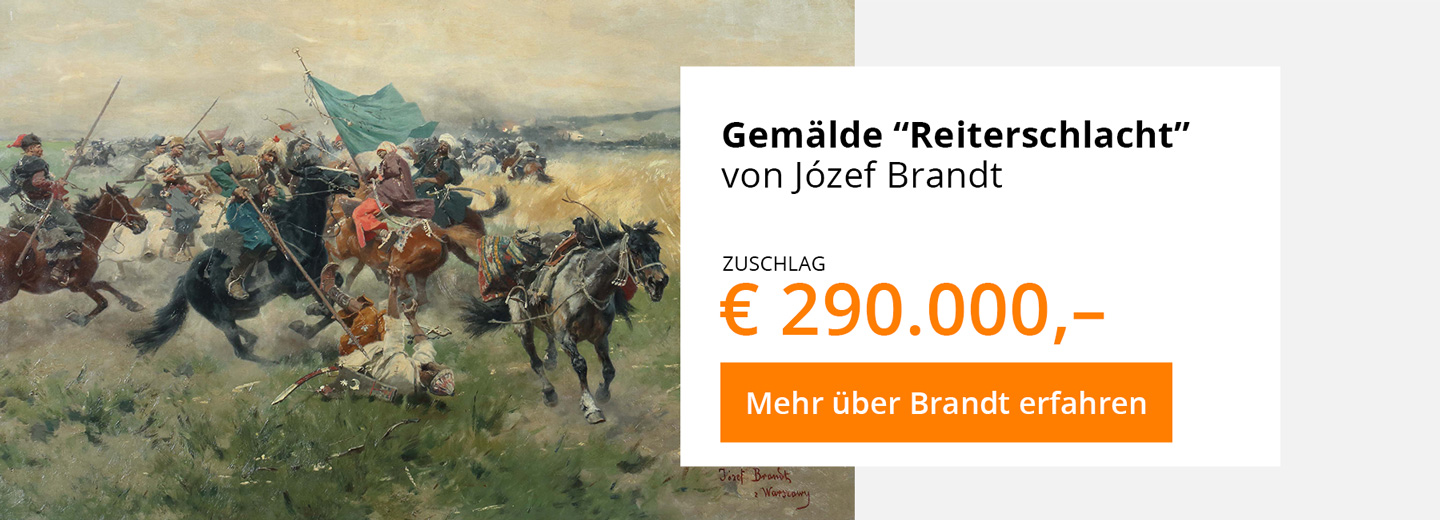 Das Gemälde "Reiterschlacht" von Jozef Brandt wurde im Auktionshaus Yves Siebers in Stuttgart versteigert.