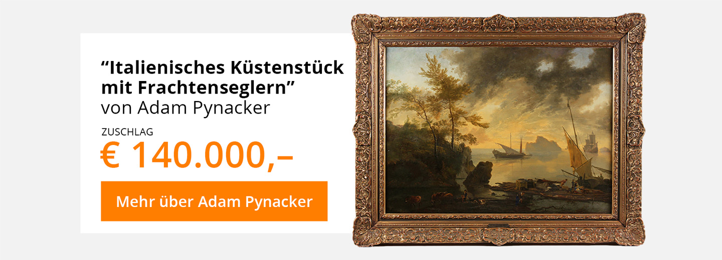 Das Gemälde "Italienisches Küstenstück mit Frachtensegeln" von Adam Pynacker wurde im Auktionshaus Yves Siebers in Stuttgart versteigert.