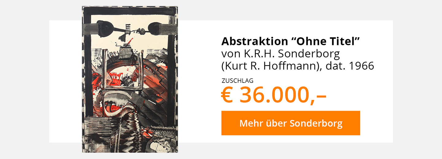 Das Gemälde "Ohne Titel" von Kurt R. Hoffmann Sonderborg wurde im Auktionshaus Yves Siebers in Stuttgart versteigert.