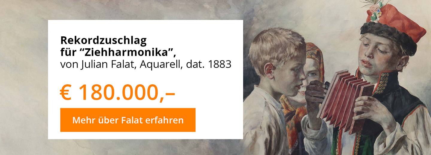 Das Gemälde "Ziehharmonika" von Julian Falat erzielte im Auktionshaus Yves Siebers in Stuttgart Rekordzuschläge. 