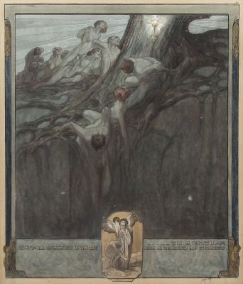 Franz von Bayros, Dantes Paradiso, Gemälde