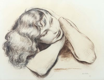 Albert Birkle, Damenportrait, Moderne Grafik
