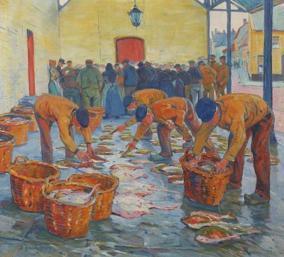 Ernst Bischoff-Culm, Fischmarkt in Neuiport, 1910er Jahre, Gemälde