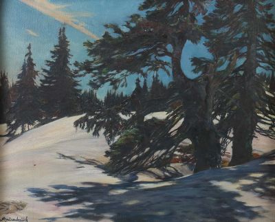 Arthur Brusenbauch, Tannen im Schnee, Gemälde