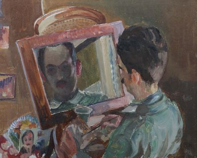 Reinhold Nägele, Selbst als Flieger, 1917, moderne Gemälde, moderne Grafik