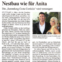 Die Frankfurter Allgemeine Zeitung (FAZ) berichtete über die Versteigerung der Sammlung von Costa Cordalis im Auktionshaus Yves Siebers.