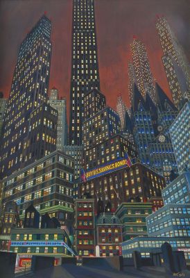 Reinhold Nägele, Wolkenkratzer New York, datiert 1953, Moderne Gemälde, Moderne Grafik
