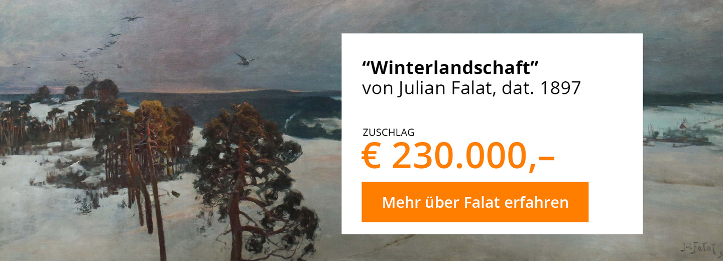 Das Gemälde "Winterlandschaft" von Julian Falat wurde im Auktionshaus Yves Siebers in Stuttgart versteigert.